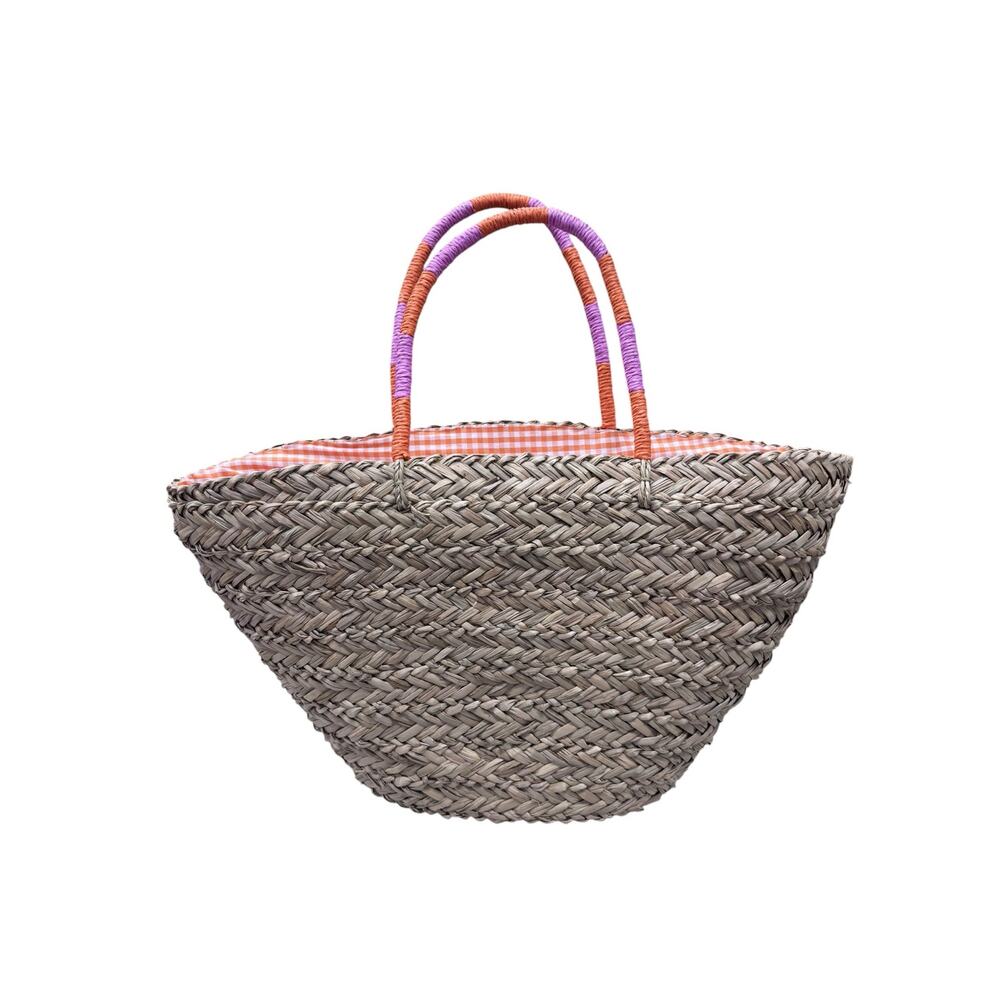Shiraleah Cabana Straw Beach Tote Bag Woven Seagrass Embroidered Summer Handbag - Picture 7 of 8